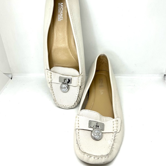 MICHAEL KORS White Leather Hamilton Loafers Size 7M - Picture 4 of 11